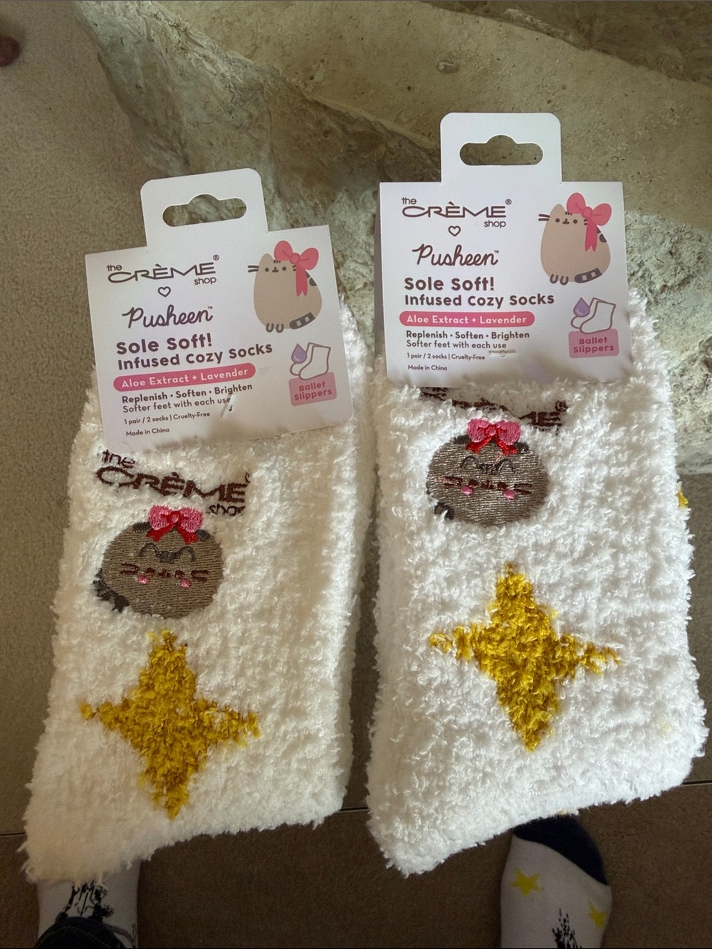 2 Pair Pusheen Cozy Socks - Womens size 5-11 Aloe Extract+Lavender